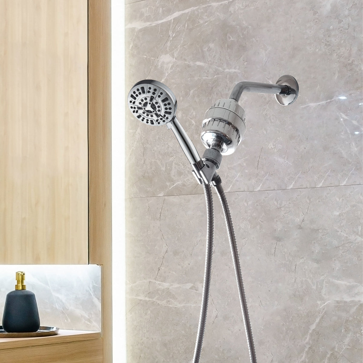 „Luxe 10“ režimo dušo galvutės pilnas dušo rinkinys