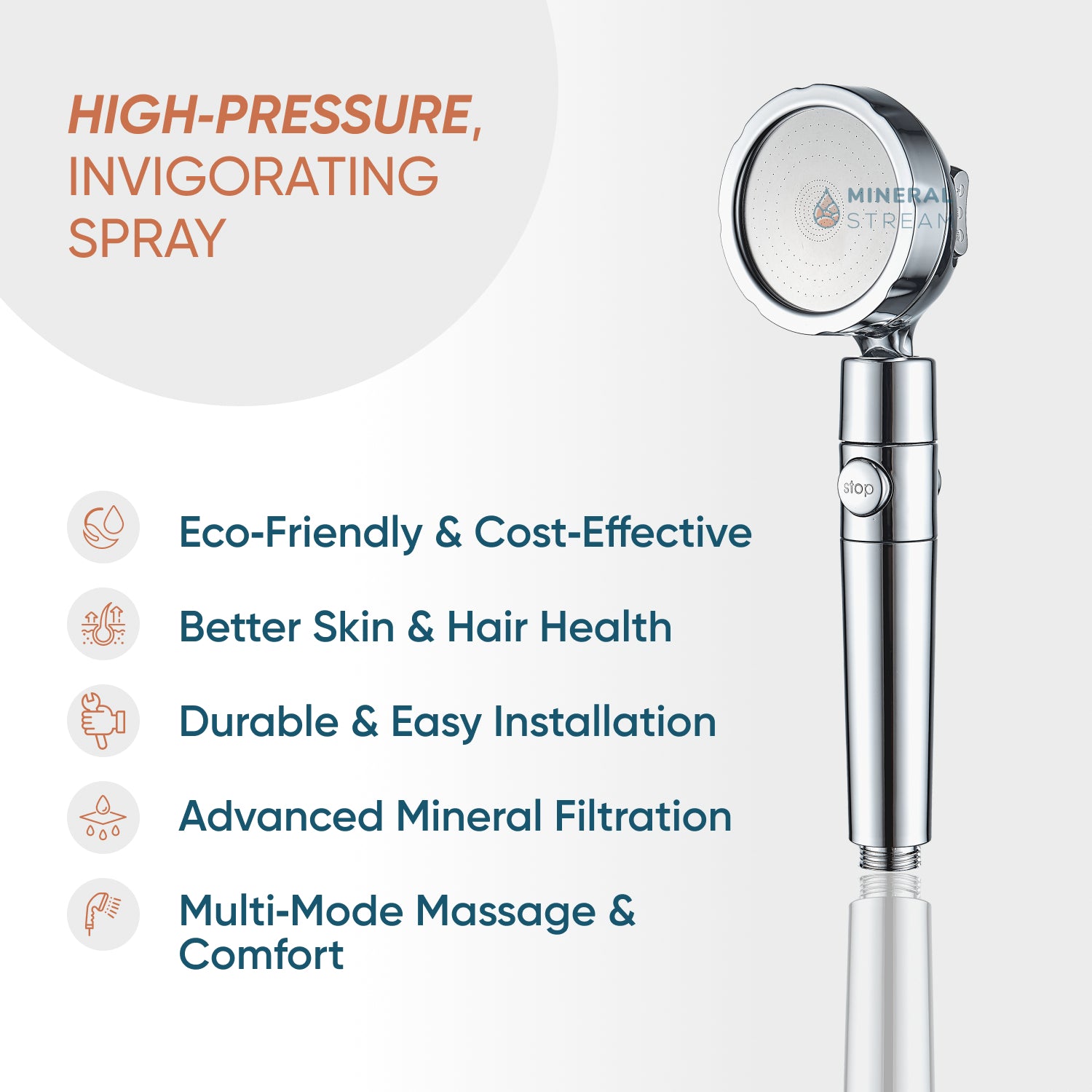 „Mineralstream Duo“ dušo galvos dušo galvutės dušo būtiniausi rinkinys
