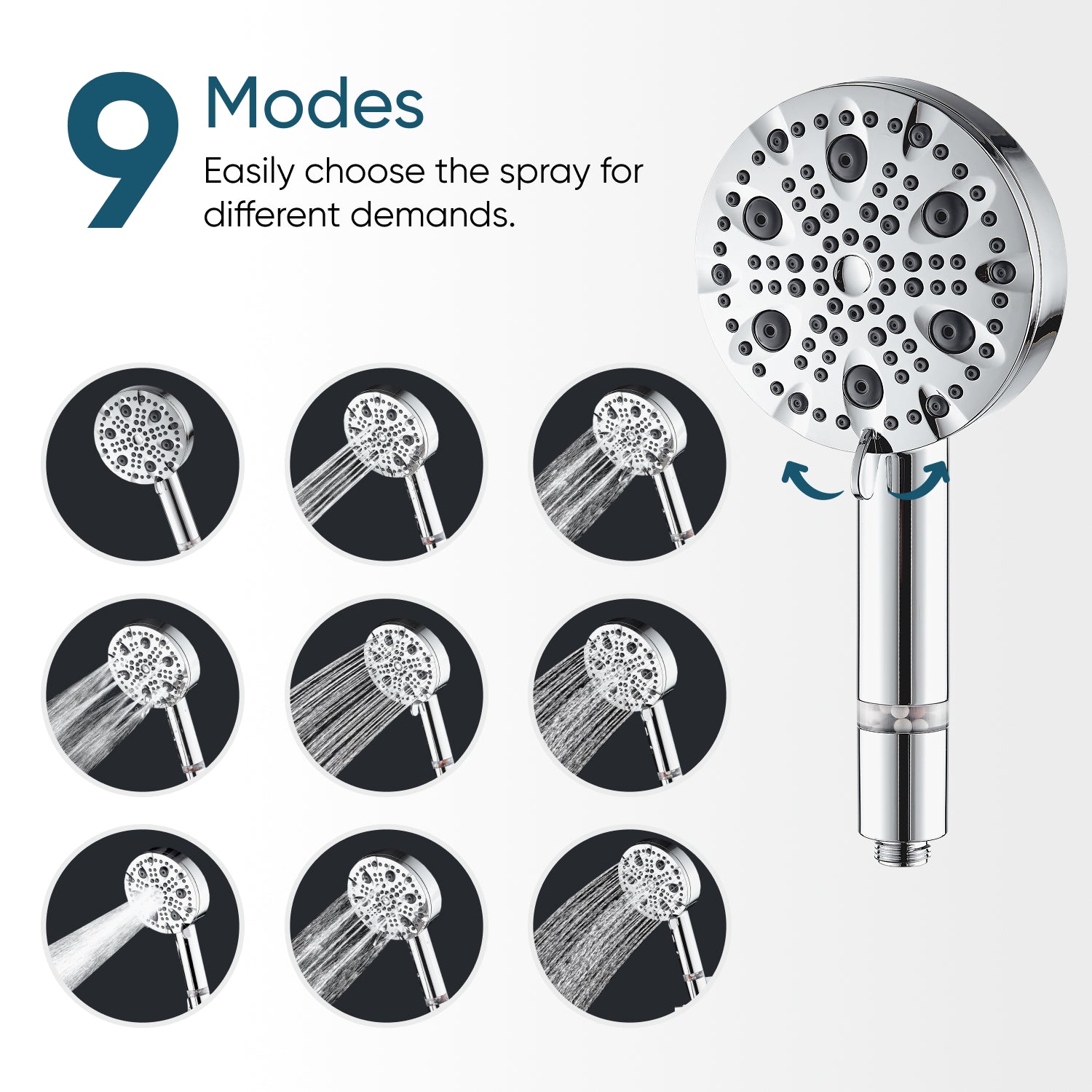 Luxe 9 Mode Showerhead Shower Essentials Kit