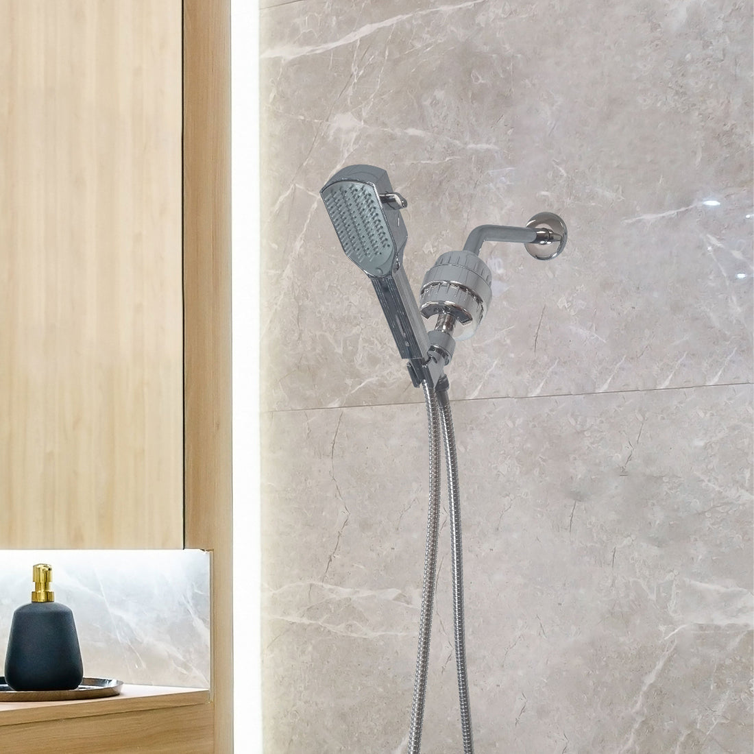 „Detangler Comb“ dušo galvutės pilnas dušo rinkinys