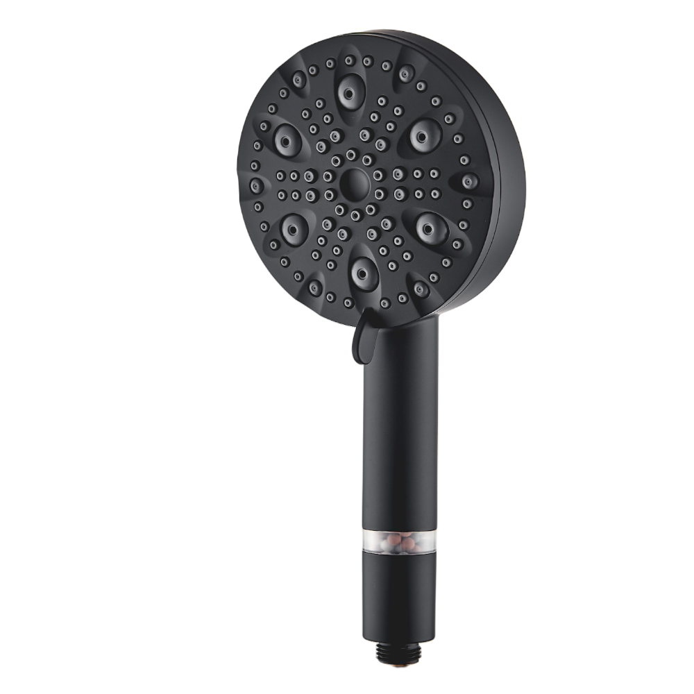&quot;MineralStream Luxe&quot; 9 režimų aukšto slėgio dušo galvutė (filtruota)-juodas priedas